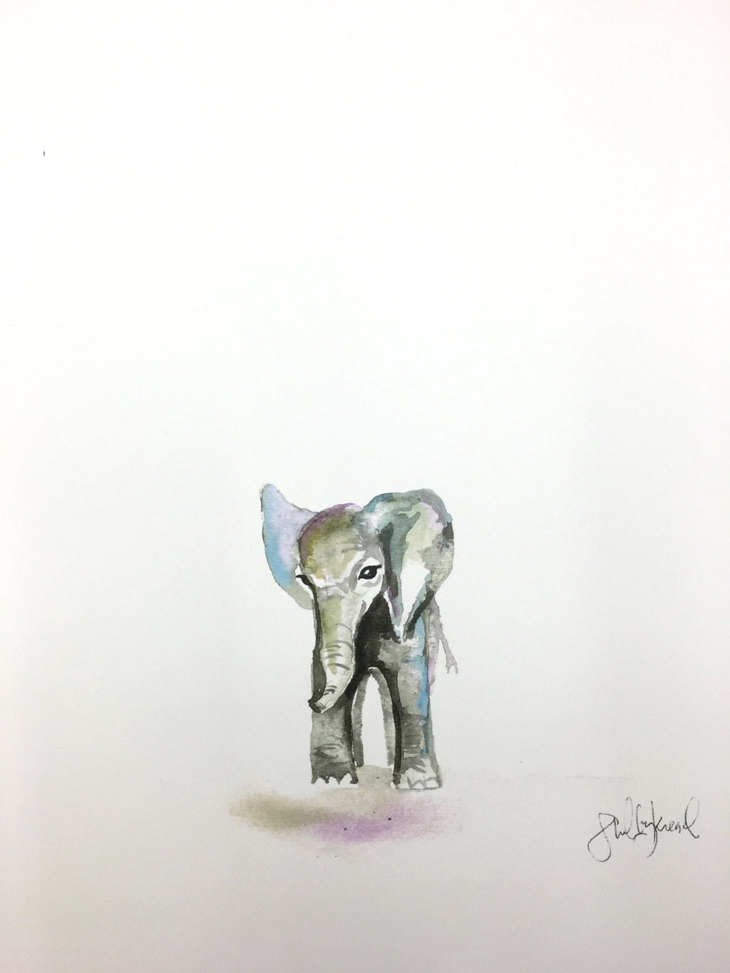 Baby Elephant Art Print 11x14in, Nursery Decor, Wall Art, Baby Animals
